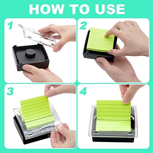 6 Pcs Pop Up Sticky Note Dispenser Sticky Note Holder Pop Up Note Dispenser Transparent Top for 3 x 3 Inch Sticky Notes School Office Home Store Black Base Clear Top - Image 2