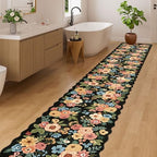 DUKINO 2x14 Hallway Runner Rug, Floral Washable Kitchen Rug, Black - Image 3