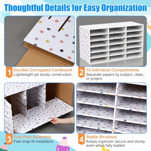 Fuutreo 2 Pcs Classroom Construction Paper Storage,Colorful Polka Dots - Image 3