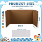 Jetec 24 Pcs Privacy Folders for Students Desk Boards with Labels Pastel Classroom Desk Test Divider 19.2 x 12 Inch Trifold Privacy Panel Partition for School Study(Warm Colors) - Image 2