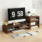 Solid Wood Monitor Stand Riser & Laptop Stand Desk Organizer - Office Accessories for PC Workspace, Computer Organization, Countertop Hutch Dark Brown Log Combination 3 by Unknown