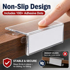 Thyle 50 Pcs Rigid Acrylic Shelf Label Holders 2 x 4 Inch Clear L-Shape Desk Name Plate & Tabletop Price Sign Stand with Sticky Dots, Library Supplies Retail Tags for Bakery Store - Image 5