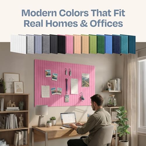 X-Large Cork Board Alternative 12-Pack Felt Bulletin Board Thick and Decorative Pin Board for Home Office Walls 47.24 x 35.43 Inches with 72 Adhesive Tabs - [Chic Pink] - Image 6