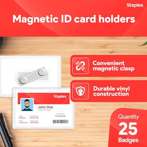 Staples Magnetic Badge Holders, Credit Card Size, Clear, 25-Pack - Image 2