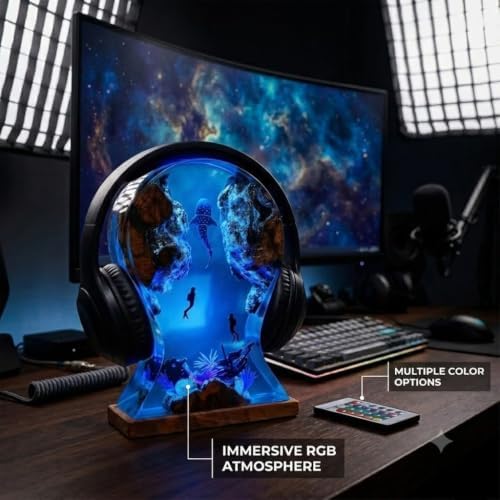 Cool Headphone Stand Holder for Desk, Handmade Ocean Lamp, Ocean Gifts - Image 6