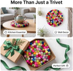 Wool Felt Ball Trivet Pot Mat, 7.8 Inch, Colorful Mix, 2 Pack - Image 6