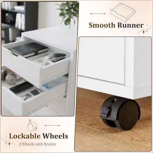 5 Drawer File Cabinet with Wheels, Rolling Printer Stand with Storage - Image 7