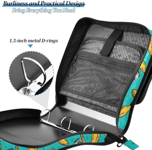 3-Ring Zipper Binder with Shoulder Strap Zip-Up Expanding File Folder Organizer Storage Fireproof Accordion Trapper Keeper Home School Office Three Butterfly (Banana Camera) - Image 5