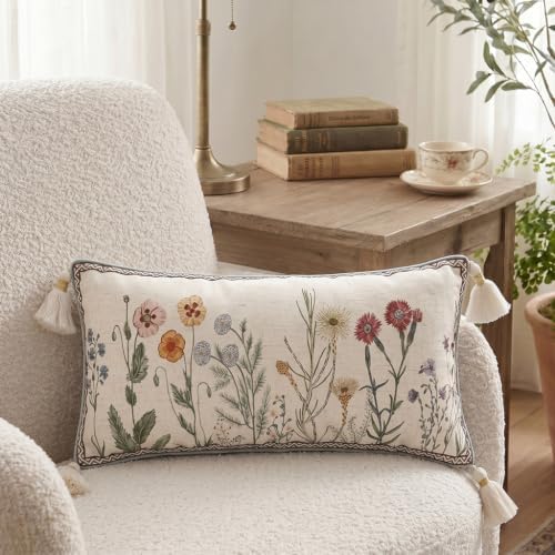 ISAENNE Designer Linen Throw Pillow Cover,Set of 2,28"x12"-Serenity D - Image 4
