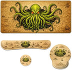 Octopus Monster Desk Mat Set Cthulhu Dark Sea Pirate Fantasy Mouse Pad with Wrist Rest 4in1 Desk Mat for Desktop Ergonomic Keyboard Wrist Support Anti-Slip Computer Mouse Pad Home Office Gaming by Unknown