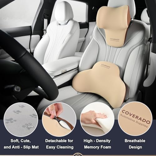 Coverado Lumbar Support and Car Neck Pillow, Ergonomic Memory Foam Desk Chair Cushion and Headrest Pillow for Car Office Chair, Sciatica & Neck & Tailbone Cushion - Image 6