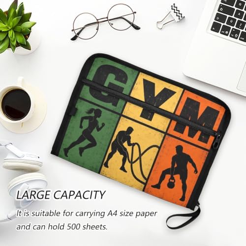 Gym Art Expandable Filing Folder, 13 Pockets Cute Design with Sticky Labels, A4 Letter Size Document Organizer for Office, School - Image 7