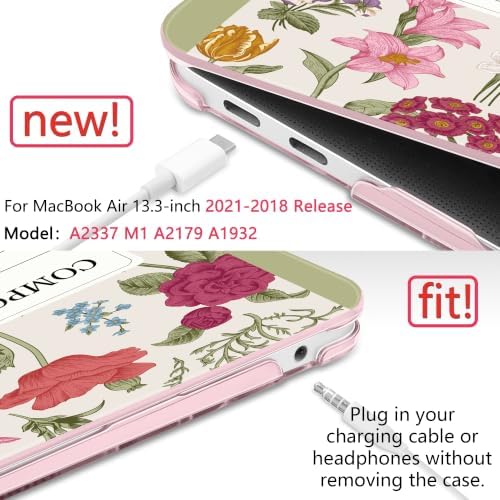 DONGKE Case for MacBook Air 13 Inch (2021-2018 Models A2337 M1/A2179/A1932), Floral Composition Book Hard Shell Case with Keyboard Protector, Compatible with Retina Display and Touch ID - Image 3