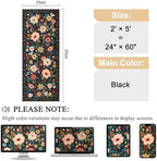 DUKINO 2x5 Runner Rug, Floral Washable Rug for Kitchen Non Slip, Black - Image 2