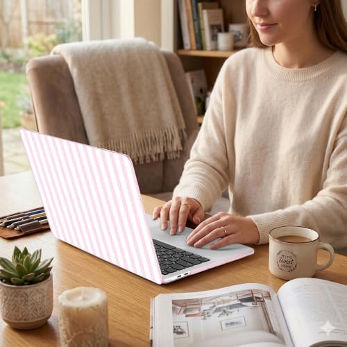 DONGKE Case for MacBook Pro 13 Inch (2026-2020 Models A2338 M2 M1/A2251/A2289), Pink & White Stripes Hard Shell Case with Keyboard Protector, Compatible with Retina Display and Touch Bar - Image 5