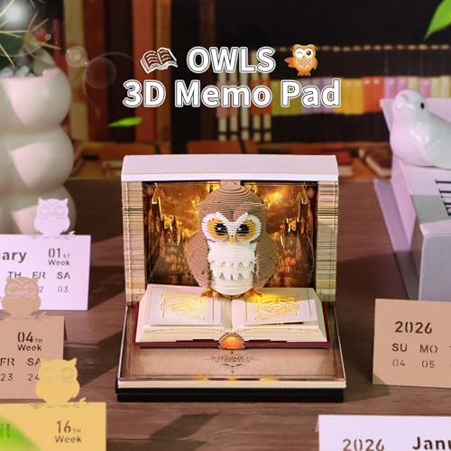 3D Calendar 2026, Time Piece Calendar With 52 Weekly Calendars for 2026, Magic Book and Cute Owl Paper Carving Art Note Book, Suitable for Room and Office Desktop Decoration, Gift Giving - Image 2