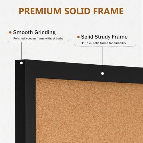 DOLLAR BOSS Cork Board for Wall 24"x18", Black Wood Framed Bulletin Board - Image 3