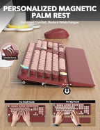Wireless Keyboard and Mouse Combo, Cute Typewriter, Magnetic Wrist Rest - Image 3