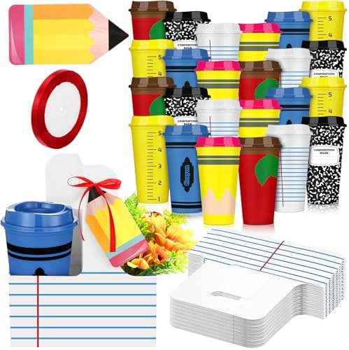 Qinyoung Back to School Teacher Gift Set, Plastic Cups, 24 Sets, Line by Qinyoung