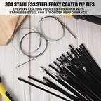 Pelopy Black 304 Stainless Steel Zip Ties, 1000 Pcs, 11.8" - Image 7