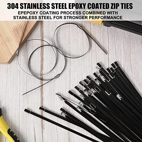 Pelopy Black 304 Stainless Steel Zip Ties, 1000 Pcs, 11.8" - Image 7