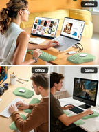 2-in-1 L-Shaped Desk Elbow Pads & & Mouse Pad Set with Wrist Rest, Green - Image 7