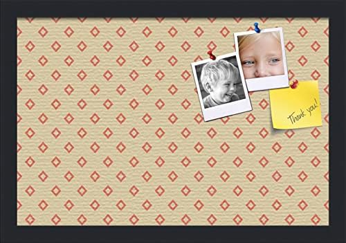PinPix 18x12 inch Cork Bulletin Board. This Decorative Framed Pin Board Comes with Diamonds in Red and Yellow Design and Satin Black. Ideal for Home, Office Decor or School (PinPix-333) by PinPixBulletinBoards
