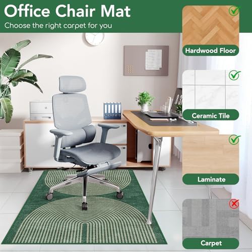 Office Chair Mat for Hardwood Floor&Tile Floor,36"X 48"-Geo Green - Image 3