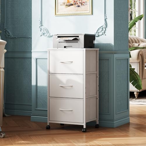 WLIVE Rolling Dresser Nightstand for Bedroom, 3 Drawers, White - Image 5
