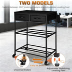 3D Printer Filament Storage Shelf with Drawers& Wheels, Black 2-Tier 3D Printer Filament Metal Stand with Storage, Adjustable Filaments Organzied Rack for Workshop Studio Office, 4 Leveling Feet - Image 5
