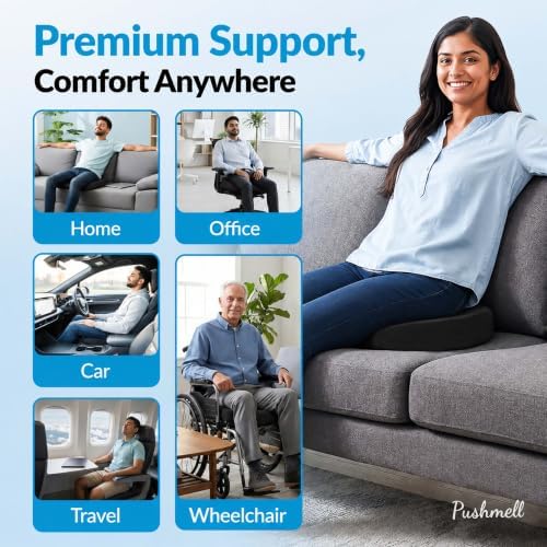 Premium Memory Foam Gel Seat Cushion for Tailbone, Coccyx, Back & Sciatica Pain Relief – Fits 17.5” x 14” Seats, Ergonomic Office & Desk Chair Cushions for Home, Car – Includes Bonus Extra Cover - Image 4
