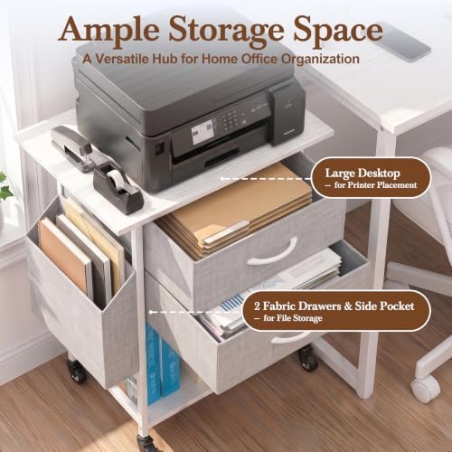 Faesun Printer Stand with Storage,3-Tier Rolling Printer Table with Drawers - Image 7