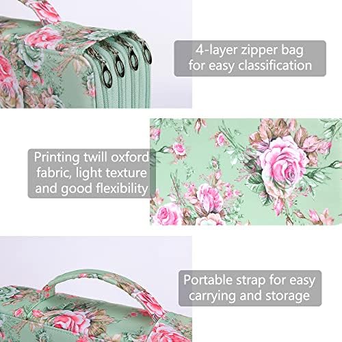 Vomgomfom PU Leather Pencil Case, Holds 100 Markers/300 Pens,Grenn Rose - Image 3