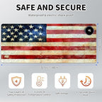 Heated Mouse Pad Hand Warmer, Warm Desk Pad Mousepad Desk Mat with 3 Levels Heating and Auto Shut Down 31.5 x 13 inch PU Leather Warmer Keyboard Mat for Gaming Office Home, USA American Flag Retro - Image 2
