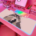 JMIYAV Pink RGB Gaming Mouse Pad 31.5x12 Inch PC XL Large Extended Glowing Led Light Up Desk Pad Non-Slip Rubber Base Computer Cute Mousepad Mat Desk Accessories Gaming Setup Fuzzy Shelter by JMIYAV