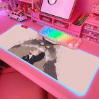 JMIYAV Pink RGB Gaming Mouse Pad 31.5x12 Inch PC XL Large Extended Glowing Led Light Up Desk Pad Non-Slip Rubber Base Computer Cute Mousepad Mat Desk Accessories Gaming Setup Fuzzy Shelter by JMIYAV