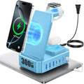 300W Charging Station for Multiple Devices Apple, Zutspzss 10 in 1 Wireless Charger for iPhone 16, GaN III USB C 65W PD Fast Charging Stand Dock for Apple Watch&Airpods,Blue by Zutspzss