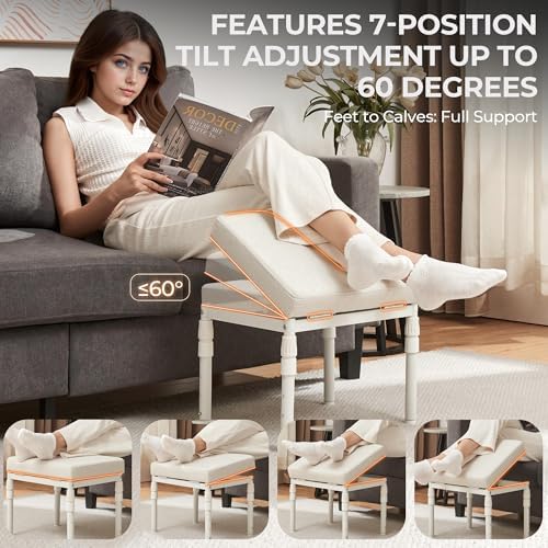 TIOPGHAD Adjustable Ottoman Pouf, 60 Degree Tilt Footrest, Beige - Image 5