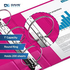 Premium Economy 3-Ring Binder, Spine Label, 1" Round Rings, Pink, 6 Pack - Image 2