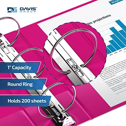 Premium Economy 3-Ring Binder, Spine Label, 1" Round Rings, Pink, 6 Pack - Image 2
