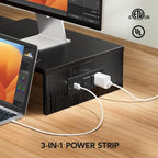 HUANUO Dual Monitor Stand with USB Ports, Adjustable Length & Angle, Black - Image 3