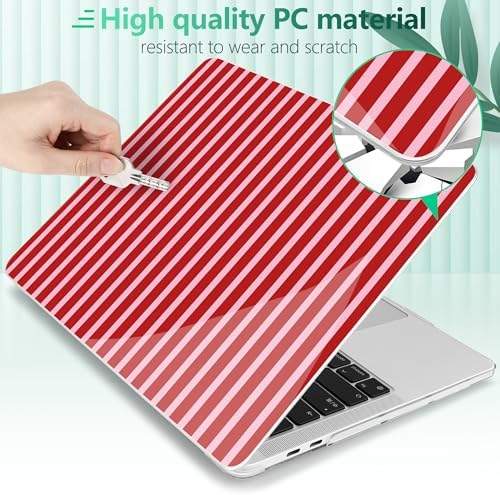 Case for MacBook Pro 13 inch M2 M1 2025-2022 2020 A2338 A2289 A2251, Plastic Hard Shell Laptop Case with Keyboard Cover & Trackpad Protector & 2 OTG Adapters, Strawberry - Image 5