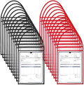 Geyee 50 Pack Job Ticket Holders Work Order Plastic Sleeves,Black and Red by Geyee