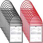 Geyee 50 Pack Job Ticket Holders Work Order Plastic Sleeves,Black and Red by Geyee