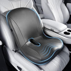 Coverado Car Seat Cushion and Lumbar Support Pillow One Piece, Napa Leather Memory Foam Ergonomic Back Support Driving Seat Cushion for Back Pain, Non-Slip Washable Cushion for Car, Driver, Office by COVERADOAUTO