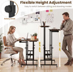 GIANTEX Mobile Standing Desk, Adjustable Rolling Computer Desk (Brown) - Image 3