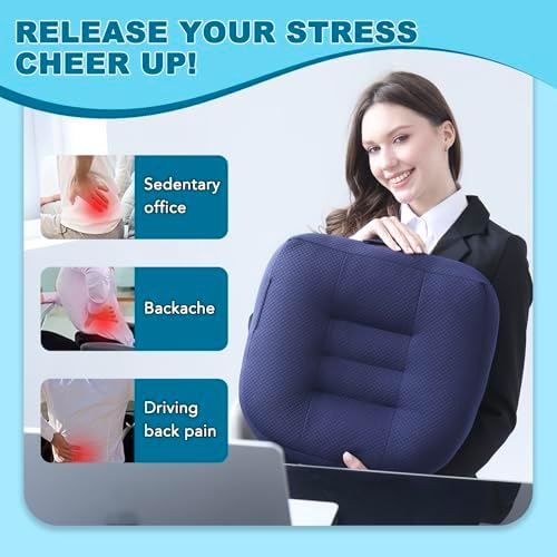 Office Chair Cushions for Back and Butt, Ergonomic Chair/Seat Cushion for Long Sitting, Sitting Pillow for Automobile, Wheelchair, Computer, Office Chair Hip Support (Blue) - Image 2