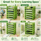 6 Pcs Green Turn in Trays Classroom, Stackable Paper Bins for Classroom, 13x9x2.8 inch Plastic Baskets Desktop Organization System Office (Green) - Image 6