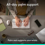 Logitech Wave Keys Ergonomic Wireless Keyboard with Palm Rest - Off White - Image 4