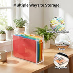 Acrylic File Folder Organizer, Clear Hanging Organizer Box for Letter Size, 5mm Thick Desktop File Holder with Handles, Slim Filing Storage Box for Desk Office Home - 1 Pack - Image 6